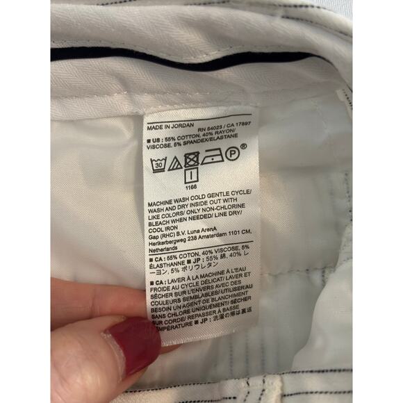 Banana Republic Women's 0 Petite Sloan Ivory Black Stripe Cropped Pants Modern - Picture 4 of 8